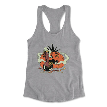 Baked Pumpkin Womens Racerback Tank in Heather Grey color